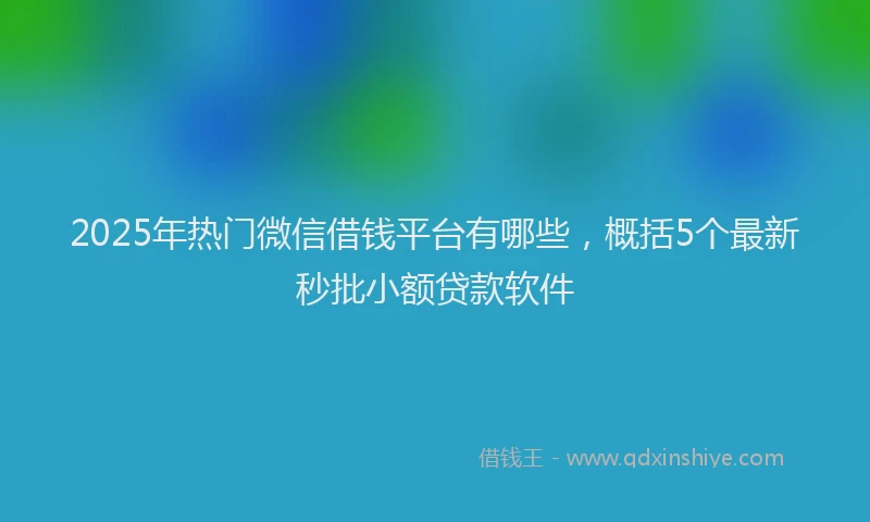 2025年热门微信借钱平台有哪些，概括5个最新秒批小额贷款软件