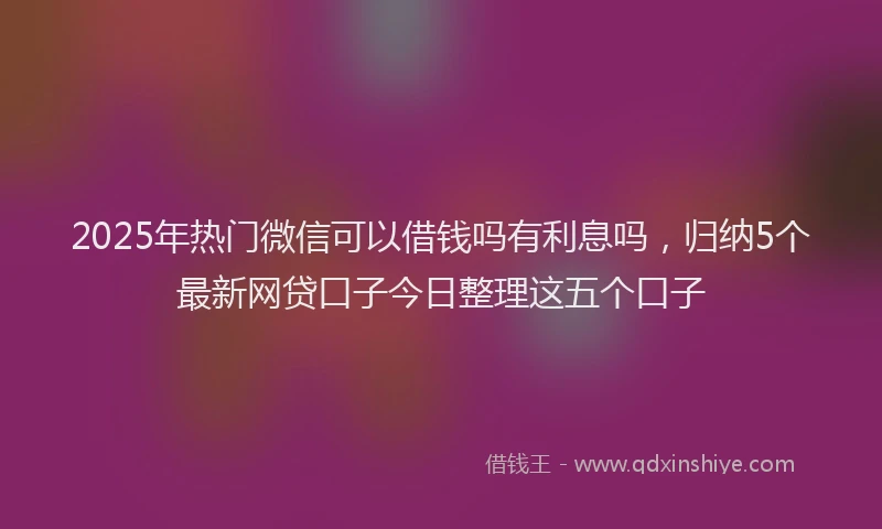 2025年热门微信可以借钱吗有利息吗，归纳5个最新网贷口子今日整理这五个口子