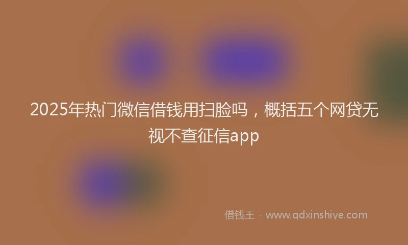 2025年热门微信借钱用扫脸吗，概括五个网贷无视不查征信app