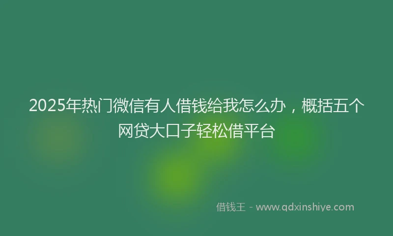 2025年热门微信有人借钱给我怎么办，概括五个网贷大口子轻松借平台