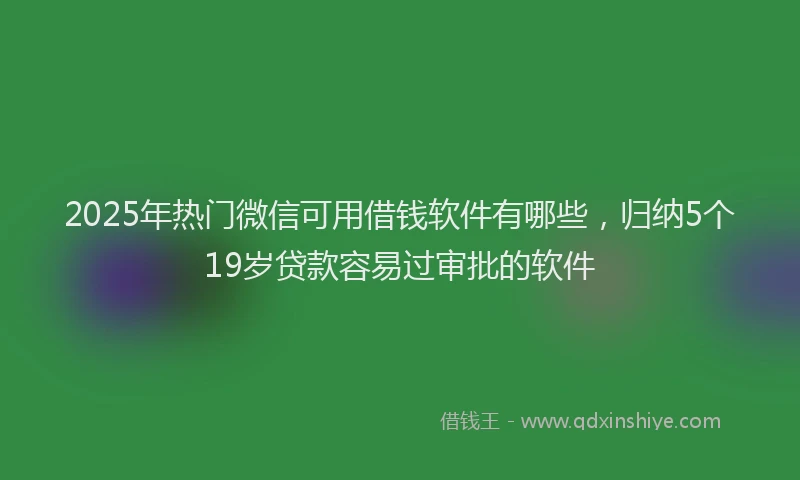 2025年热门微信可用借钱软件有哪些，归纳5个19岁贷款容易过审批的软件