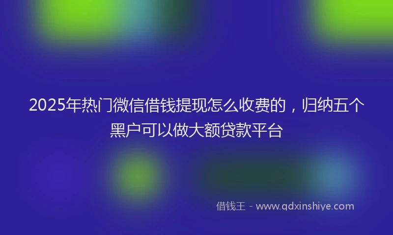 2025年热门微信借钱提现怎么收费的，归纳五个黑户可以做大额贷款平台