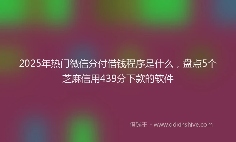 2025年热门微信分付借钱程序是什么，盘点5个芝麻信用439分下款的软件