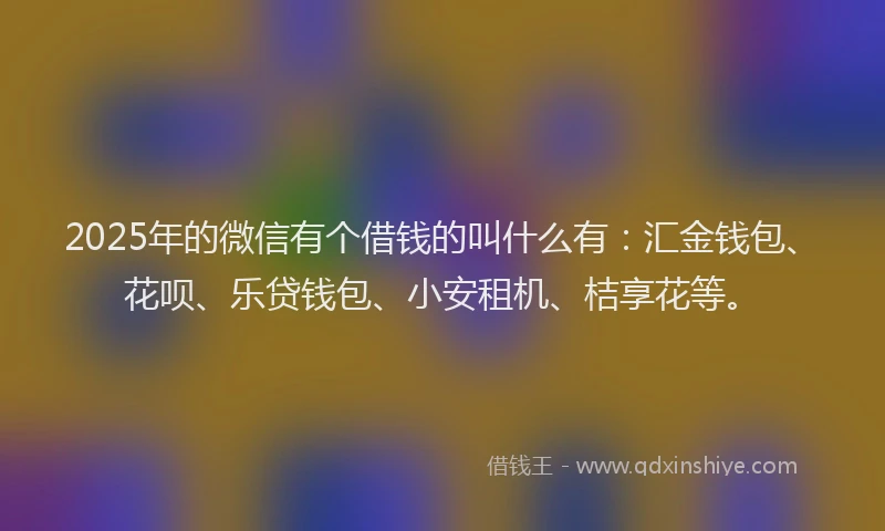 2025年的微信有个借钱的叫什么有：汇金钱包、花呗、乐贷钱包、小安租机、桔享花等。