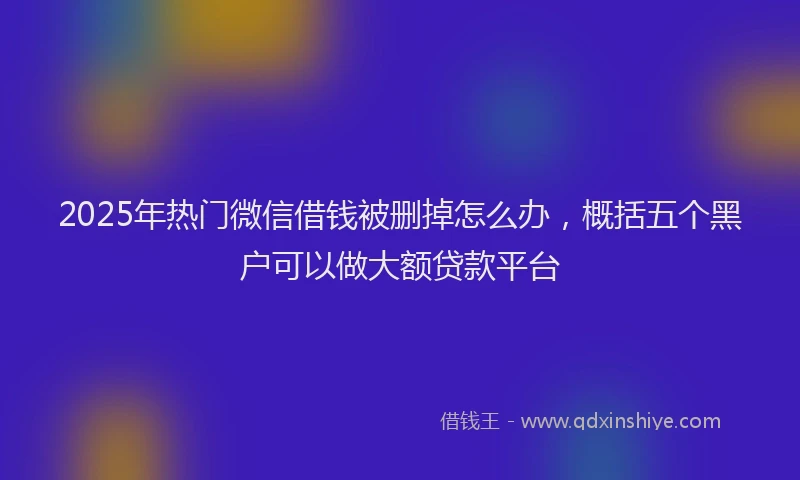 2025年热门微信借钱被删掉怎么办，概括五个黑户可以做大额贷款平台