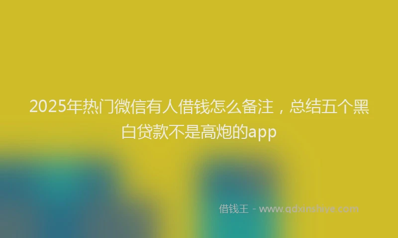 2025年热门微信有人借钱怎么备注，总结五个黑白贷款不是高炮的app