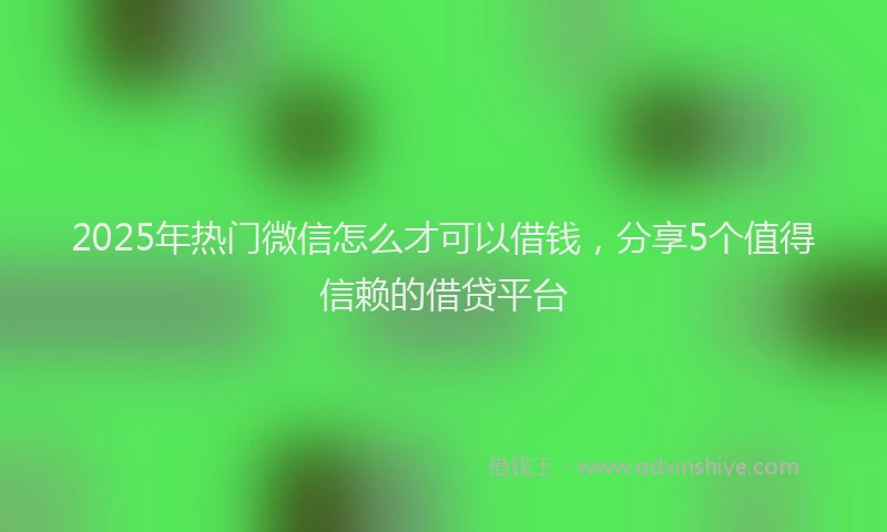 2025年热门微信怎么才可以借钱，分享5个值得信赖的借贷平台