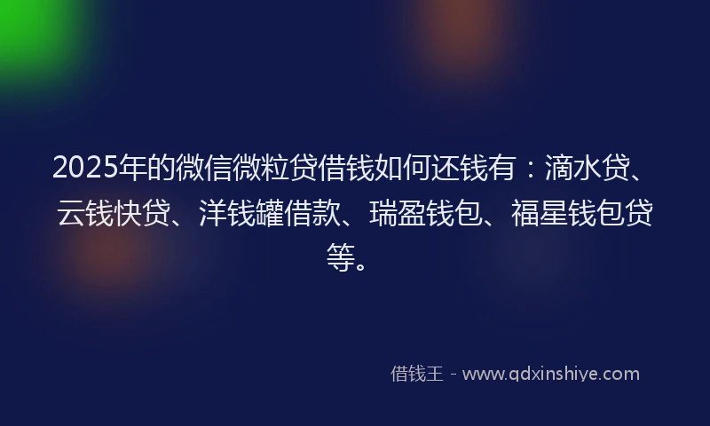 2025年的微信微粒贷借钱如何还钱有：滴水贷、云钱快贷、洋钱罐借款、瑞盈钱包、福星钱包贷等。