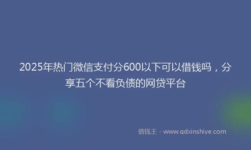 2025年热门微信支付分600以下可以借钱吗，分享五个不看负债的网贷平台
