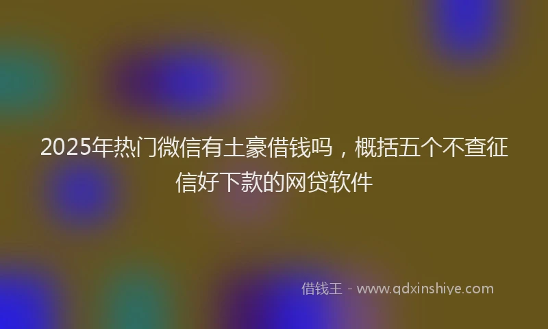 2025年热门微信有土豪借钱吗，概括五个不查征信好下款的网贷软件