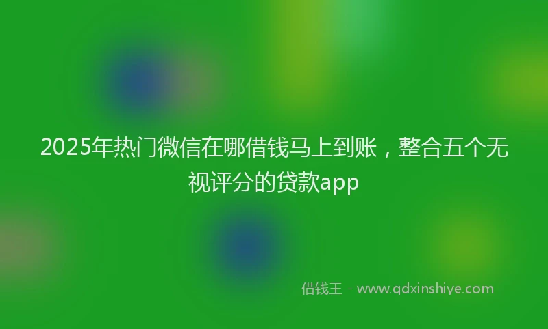 2025年热门微信在哪借钱马上到账，整合五个无视评分的贷款app