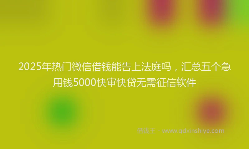 2025年热门微信借钱能告上法庭吗，汇总五个急用钱5000快审快贷无需征信软件