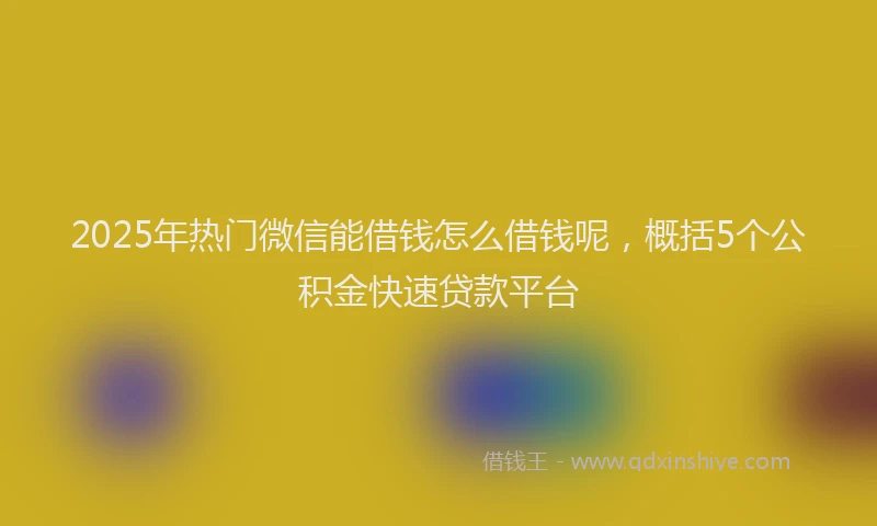 2025年热门微信能借钱怎么借钱呢，概括5个公积金快速贷款平台