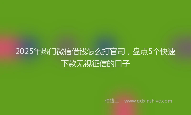 2025年热门微信借钱怎么打官司，盘点5个快速下款无视征信的口子