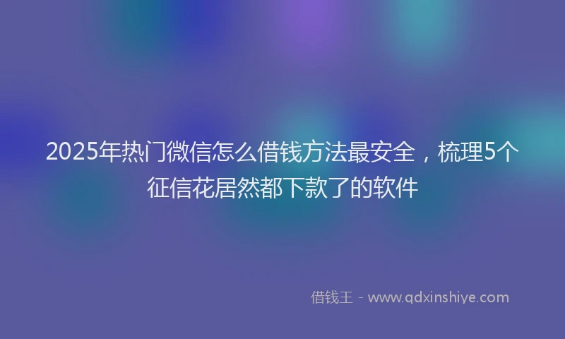 2025年热门微信怎么借钱方法最安全，梳理5个征信花居然都下款了的软件