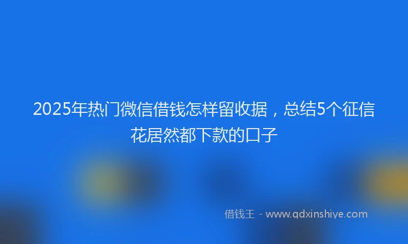 2025年热门微信借钱怎样留收据，总结5个征信花居然都下款的口子