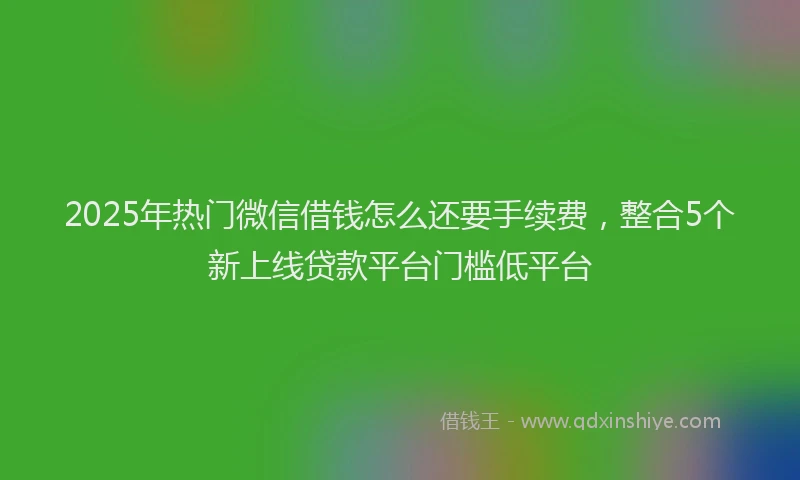 2025年热门微信借钱怎么还要手续费，整合5个新上线贷款平台门槛低平台