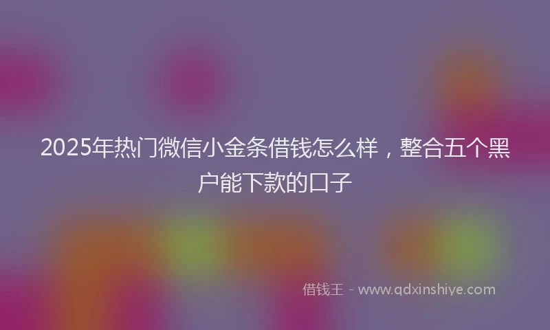 2025年热门微信小金条借钱怎么样，整合五个黑户能下款的口子