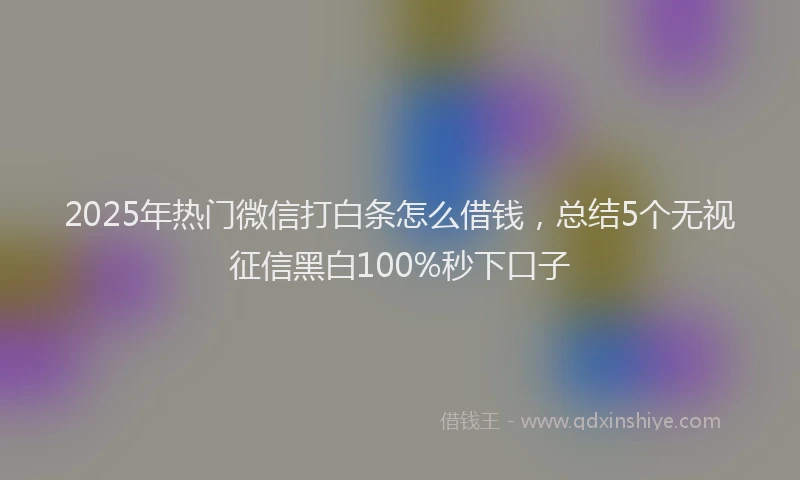 2025年热门微信打白条怎么借钱，总结5个无视征信黑白100%秒下口子