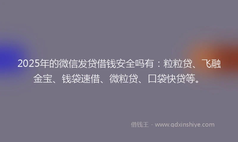 2025年的微信发贷借钱安全吗有：粒粒贷、飞融金宝、钱袋速借、微粒贷、口袋快贷等。