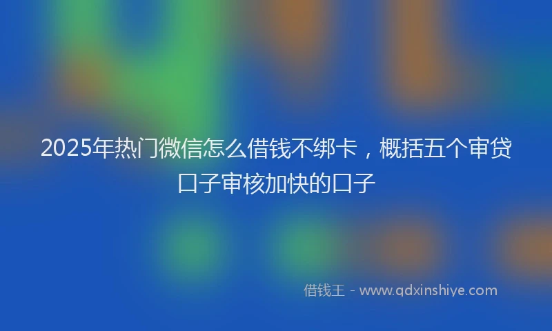 2025年热门微信怎么借钱不绑卡，概括五个审贷口子审核加快的口子