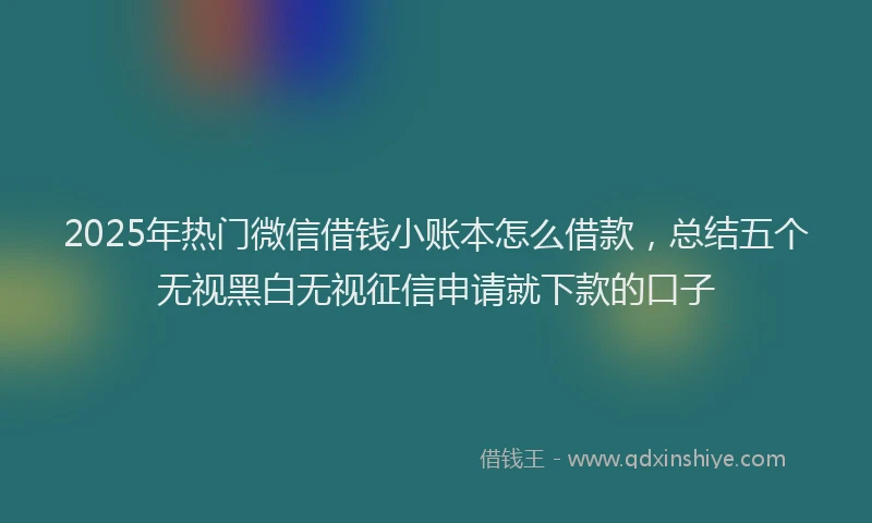 2025年热门微信借钱小账本怎么借款，总结五个无视黑白无视征信申请就下款的口子