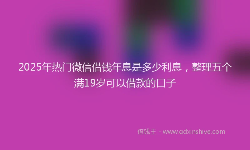 2025年热门微信借钱年息是多少利息，整理五个满19岁可以借款的口子
