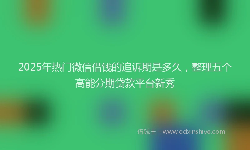 2025年热门微信借钱的追诉期是多久，整理五个高能分期贷款平台新秀