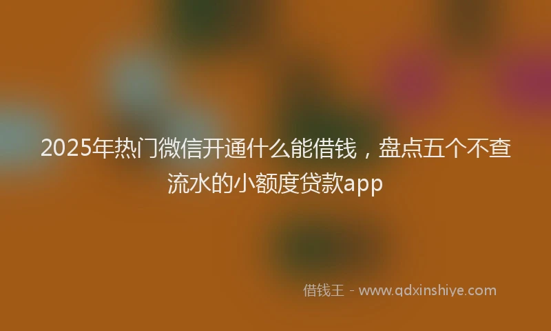 2025年热门微信开通什么能借钱，盘点五个不查流水的小额度贷款app