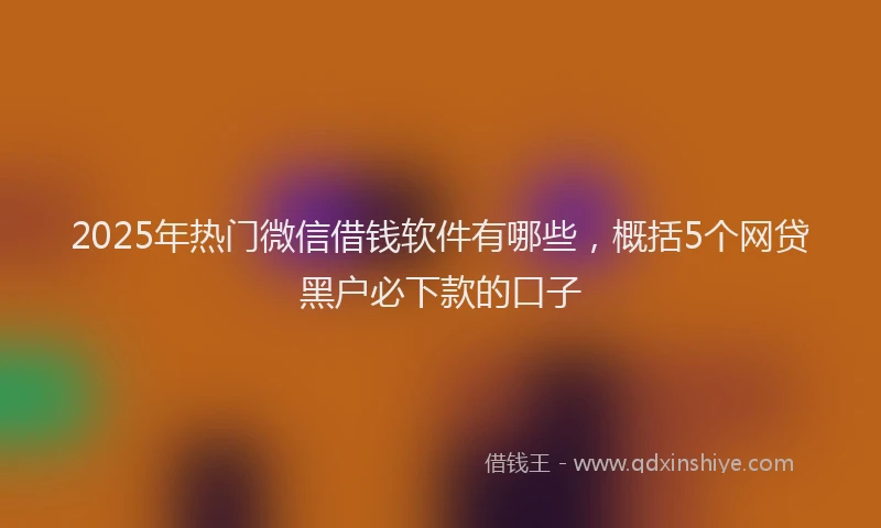 2025年热门微信借钱软件有哪些，概括5个网贷黑户必下款的口子