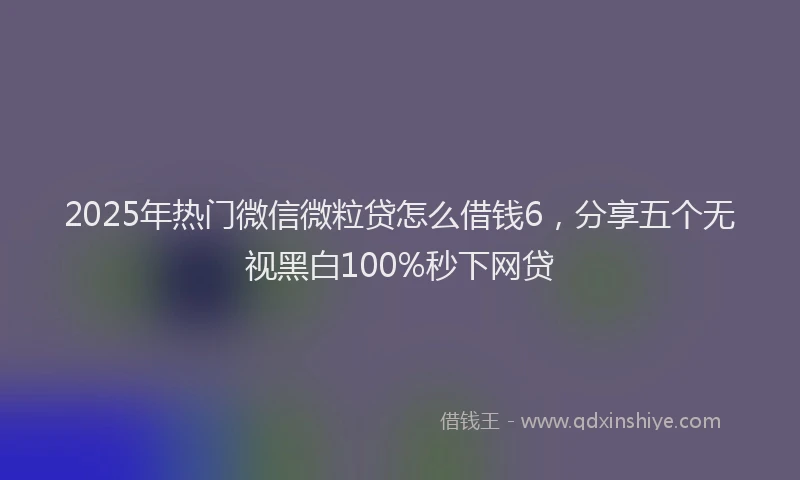 2025年热门微信微粒贷怎么借钱6，分享五个无视黑白100%秒下网贷