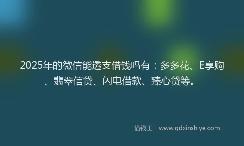 2025年的微信能透支借钱吗有：多多花、E享购、翡翠信贷、闪电借款、臻心贷等。