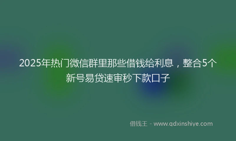 2025年热门微信群里那些借钱给利息，整合5个新号易贷速审秒下款口子