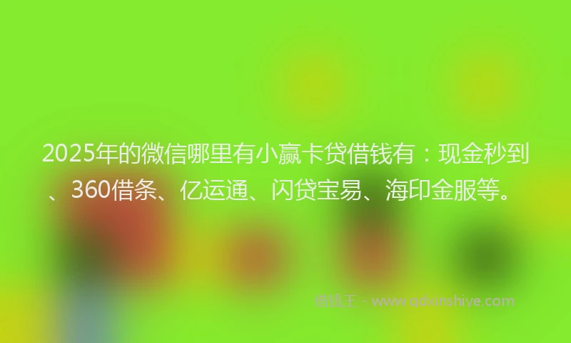 2025年的微信哪里有小赢卡贷借钱有：现金秒到、360借条、亿运通、闪贷宝易、海印金服等。