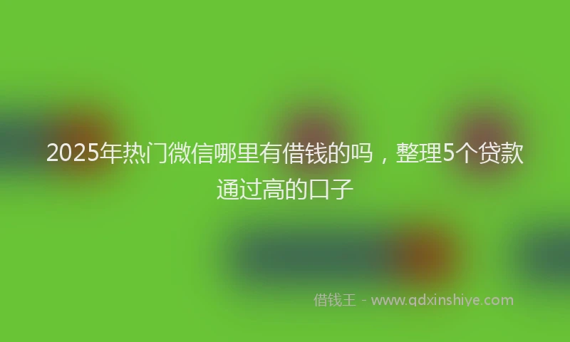 2025年热门微信哪里有借钱的吗，整理5个贷款通过高的口子