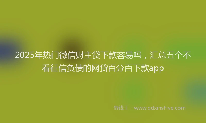 2025年热门微信财主贷下款容易吗，汇总五个不看征信负债的网贷百分百下款app