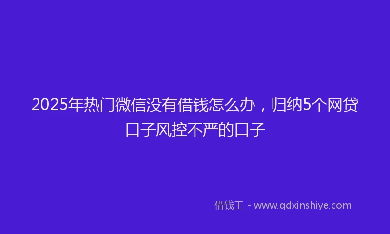 2025年热门微信没有借钱怎么办，归纳5个网贷口子风控不严的口子