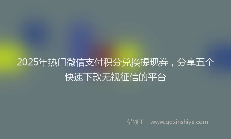 2025年热门微信支付积分兑换提现券，分享五个快速下款无视征信的平台