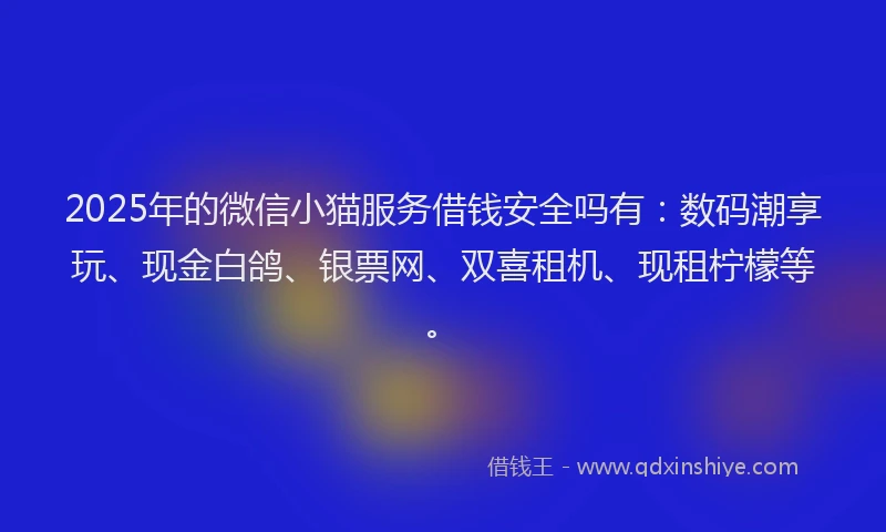 2025年的微信小猫服务借钱安全吗有：数码潮享玩、现金白鸽、银票网、双喜租机、现租柠檬等。