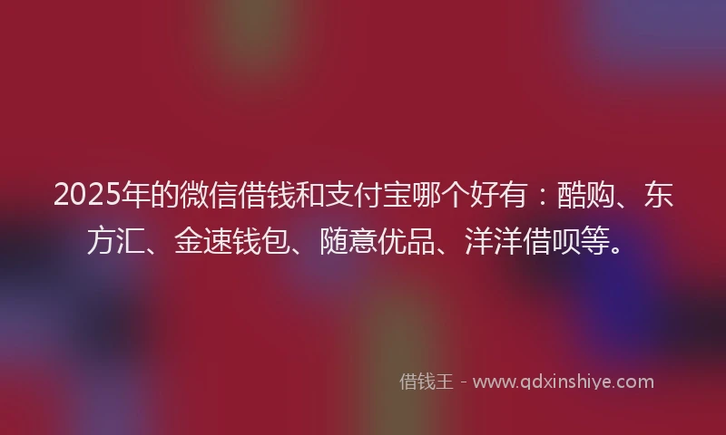 2025年的微信借钱和支付宝哪个好有：酷购、东方汇、金速钱包、随意优品、洋洋借呗等。