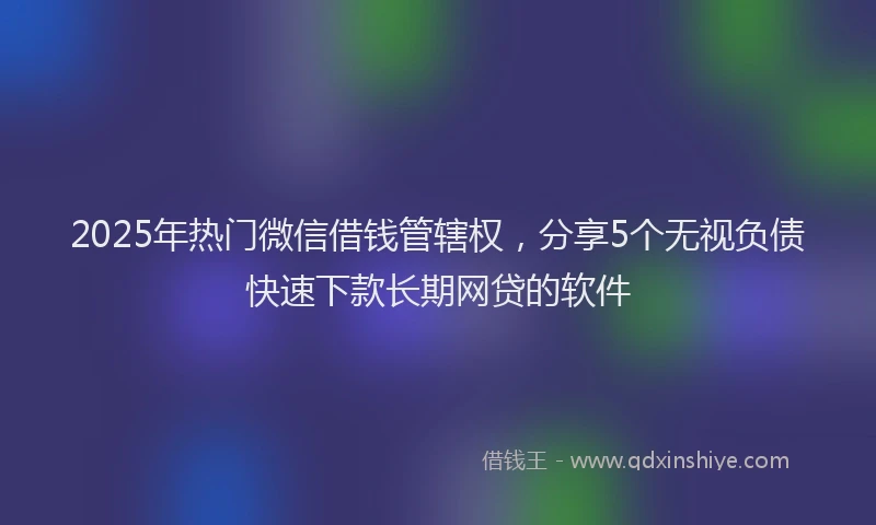 2025年热门微信借钱管辖权，分享5个无视负债快速下款长期网贷的软件