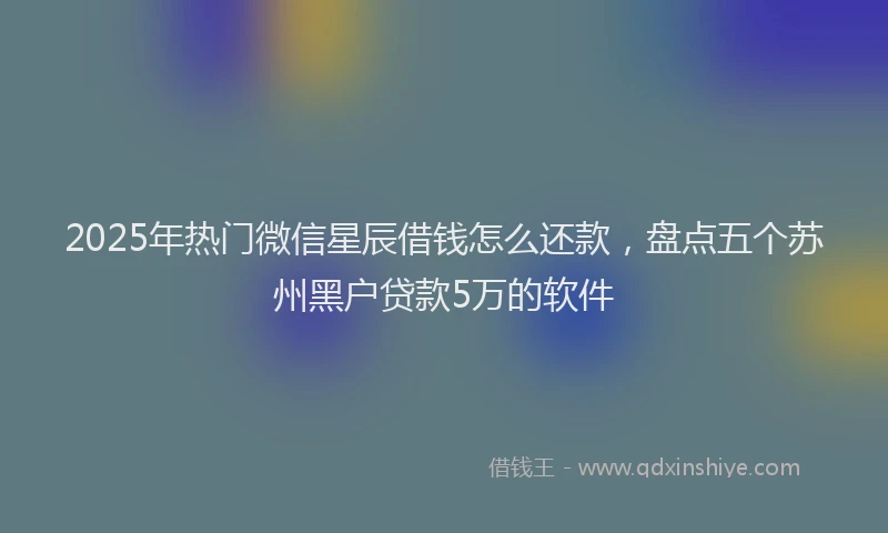 2025年热门微信星辰借钱怎么还款，盘点五个苏州黑户贷款5万的软件