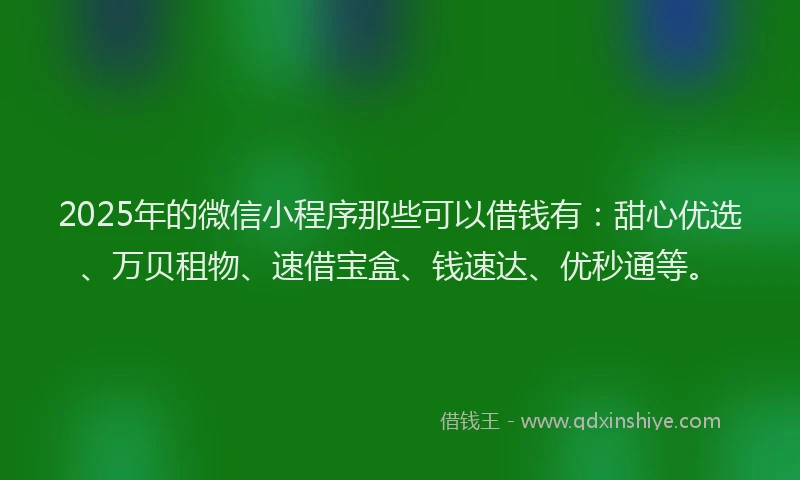 2025年的微信小程序那些可以借钱有：甜心优选、万贝租物、速借宝盒、钱速达、优秒通等。