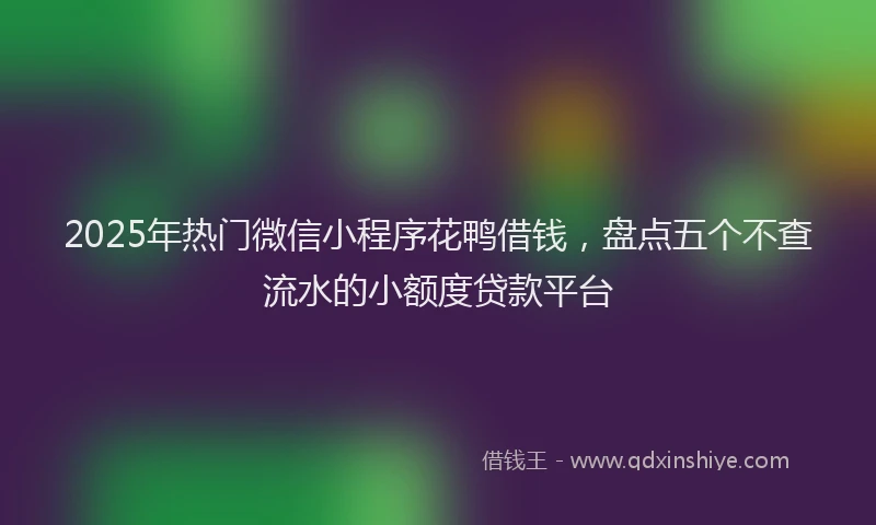 2025年热门微信小程序花鸭借钱，盘点五个不查流水的小额度贷款平台