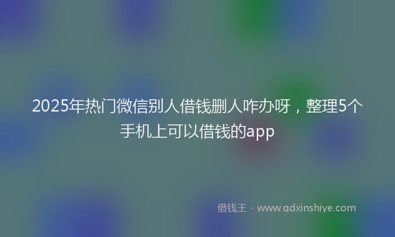 2025年热门微信别人借钱删人咋办呀，整理5个手机上可以借钱的app