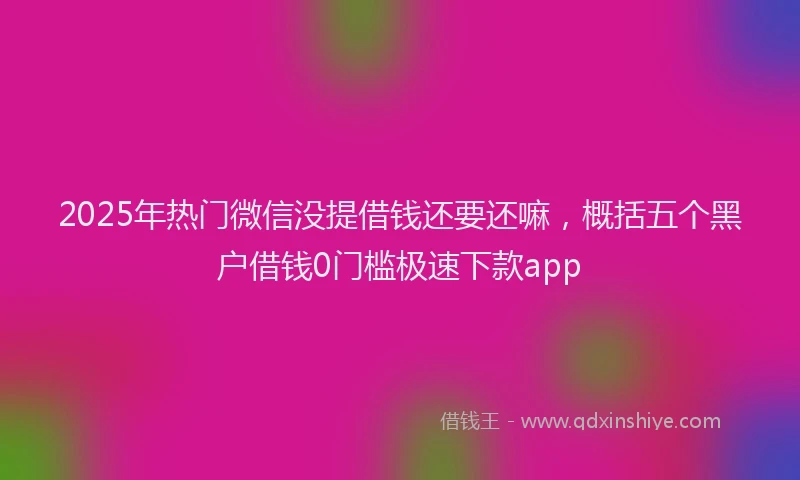 2025年热门微信没提借钱还要还嘛，概括五个黑户借钱0门槛极速下款app