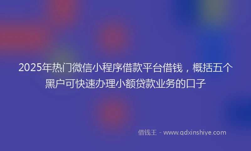 2025年热门微信小程序借款平台借钱，概括五个黑户可快速办理小额贷款业务的口子