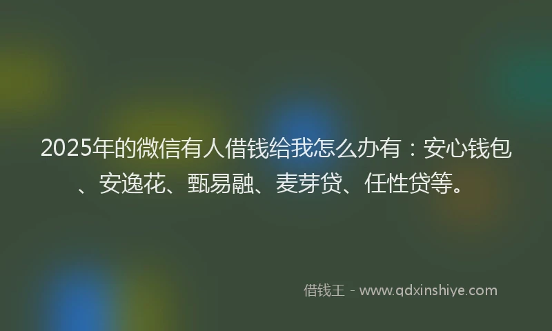 2025年的微信有人借钱给我怎么办有：安心钱包、安逸花、甄易融、麦芽贷、任性贷等。
