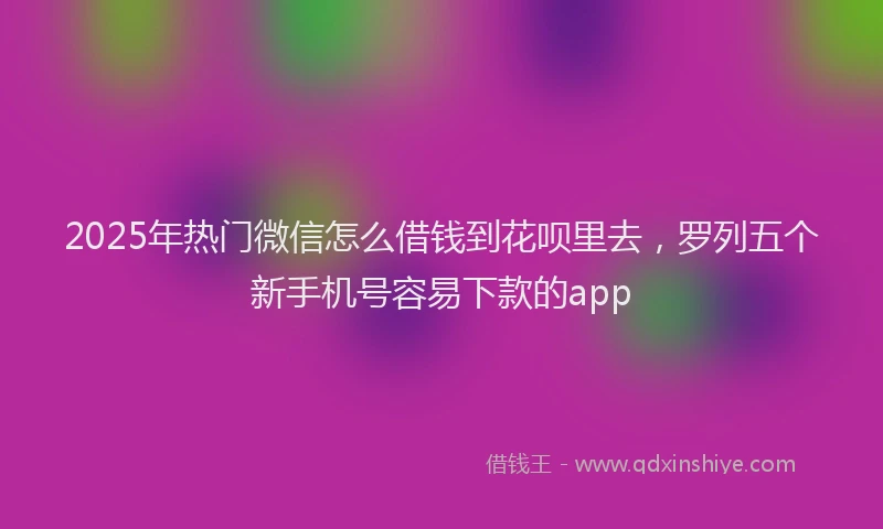 2025年热门微信怎么借钱到花呗里去，罗列五个新手机号容易下款的app