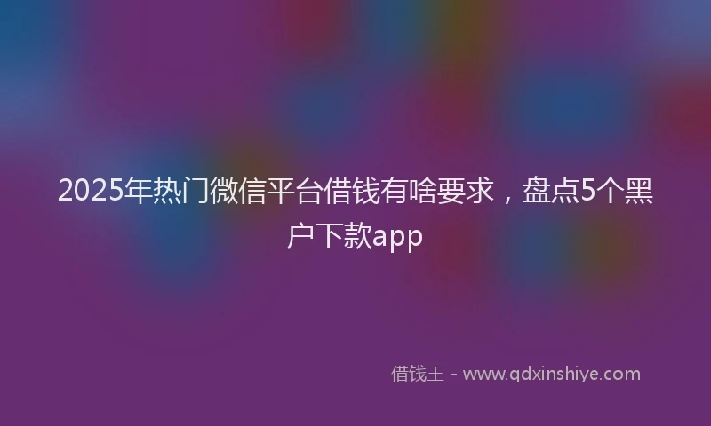 2025年热门微信平台借钱有啥要求，盘点5个黑户下款app